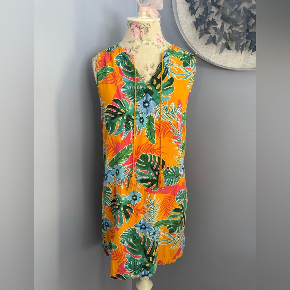 beachlunchlounge Vibrant Leaf Print Mini Dress